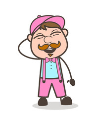 Funny Labor Character Laughing Loudly Vector Illustration