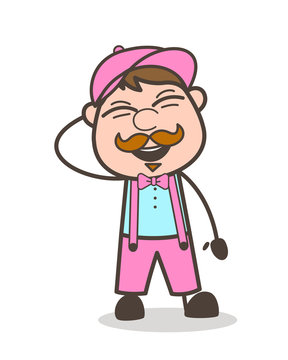 Funny Labor Character Laughing Loudly Vector Illustration