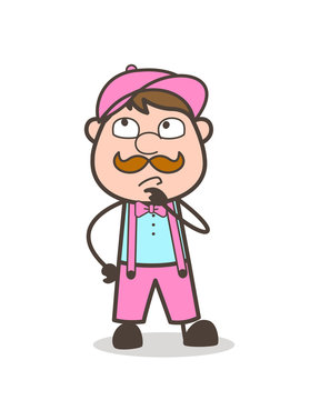 recommend clip art: Cartoon Adult Seller Man Thinking Face