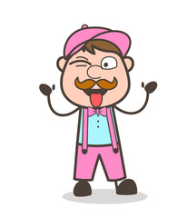 Naughty Ice-Cream Seller Winking Eye Vector Illustration