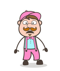 Cartoon Ice-Cream Seller Frowning Face with Open Mouth