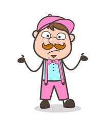 Cartoon Ice-Cream Seller Slightly Frowning Face Expression Vector