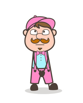 Cartoon Buyer Character Thinking Face Vector