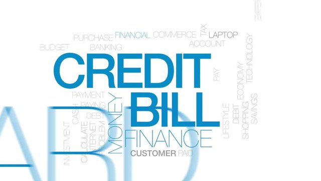 Credit bill animated word cloud, text design animation. Kinetic typography.