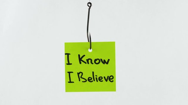 Illustration, on fishhook, I know I believe
