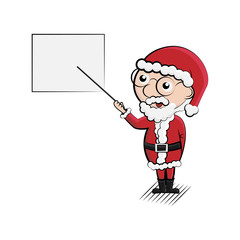 Cartoon santa with gift presentation, vector