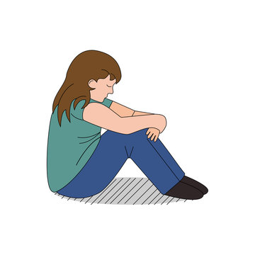 recommend clip art: Cartoon child depressed and bullied, vector