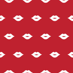 lips kiss romantic pattern white on red