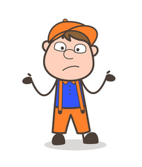 Obraz premium Cartoon Repairman Doing Unknown Behavior Vector