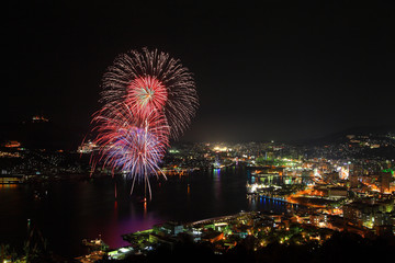 長崎の夜景と花火