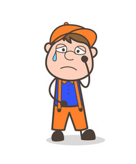 Crying Cartoon Employee After Failure Vector Illustration