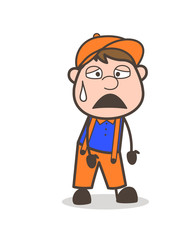 Tired Worker with Sweat on Face Vector Illustration