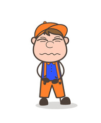 Confounded Face Worker Character