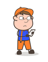 Cartoon Office Person Chatting on Mobile