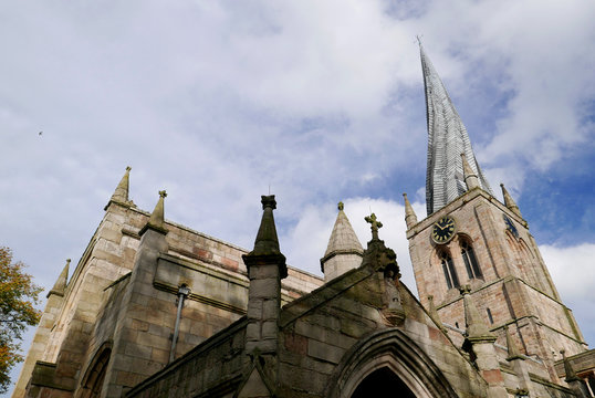 Chesterfield Church With Crooked Spire