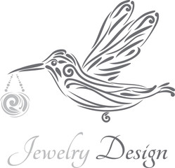 Hummingbird. Icon for jewelry design