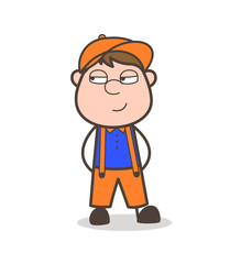 Cunning Young Cartoon Worker Face Expression