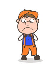 Cartoon Carpenter Boy Astonished Face Expression