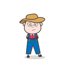 Disappointed Cartoon Farmer Character Expression
