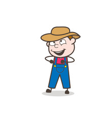 Joyful Cartoon Farmer Character Vector