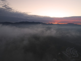 An aerial shot of sunrise at high altitude.
