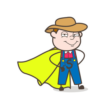recommend clip art: Smiling Cartoon Super-Hero Farmer Character