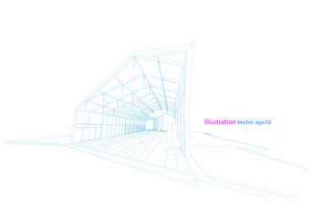 architecture drawing modern structure steel vector