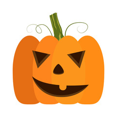 Isolated halloween jack-o-lantern on a white background, Vector illustration