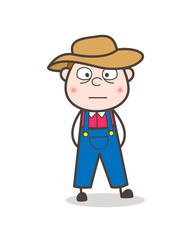 Cartoon Shocked Cowboy Face Expression Vector