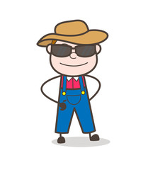 Modern Cowboy Character with Black Sunglasses Vector