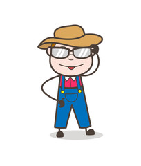Fashionable Cartoon Farmer with Stylish Goggle Vector