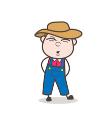 Funny Young Cartoon Farmer Character Face Expression