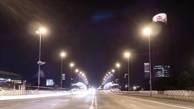 Timelapse of Puente del Cachorro at night