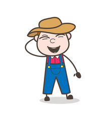 Laughing Funny Cartoon Farmer Character Vector