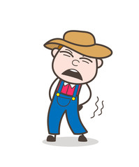 Cartoon Young Cowboy Screaming in Pain Vector Concept
