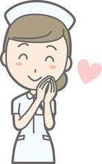 Illustration of a female nurse wearing a white coat that is pleased