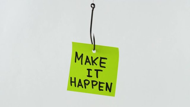 Illustration, on fishhook Make it happen