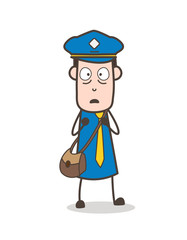 Scared Postman Face Expression Vector Illustration