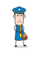 Cartoon Postman Confounded Face Expression Vector
