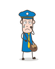 Emotional Postman Crying Face Vector