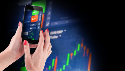 Stock market data in blue on LED display concept