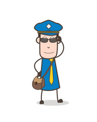 Modern Fashionable Mailman with Trendy Sunglasses Vector