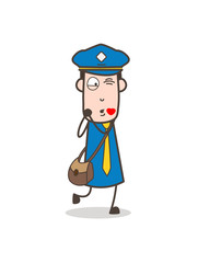 Cartoon Postman Blowing Kiss Vector