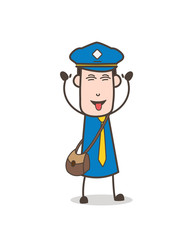 Cartoon Funny Postman Face with Stuck-Out Tongue Vector