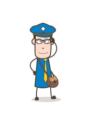 Cartoon Mail-Man with Specs on Face Vector