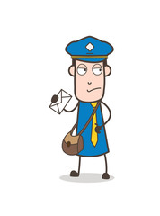 Irritated Postman with Letter Vector