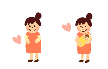 妊婦　赤ちゃんを抱く女性