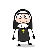 Cartoon Happy Nun Character Face Expression