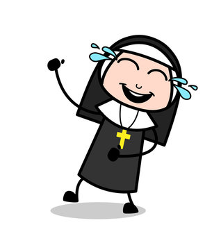 Joyful Nun with Tears of Joy Vector