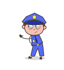 Angry Officer Showing Hand Vector